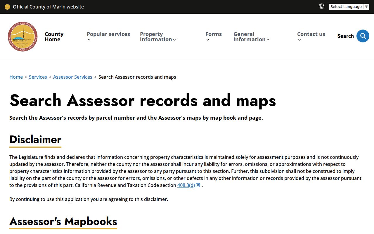 San Rafael people search with Marin Assessor property records and maps