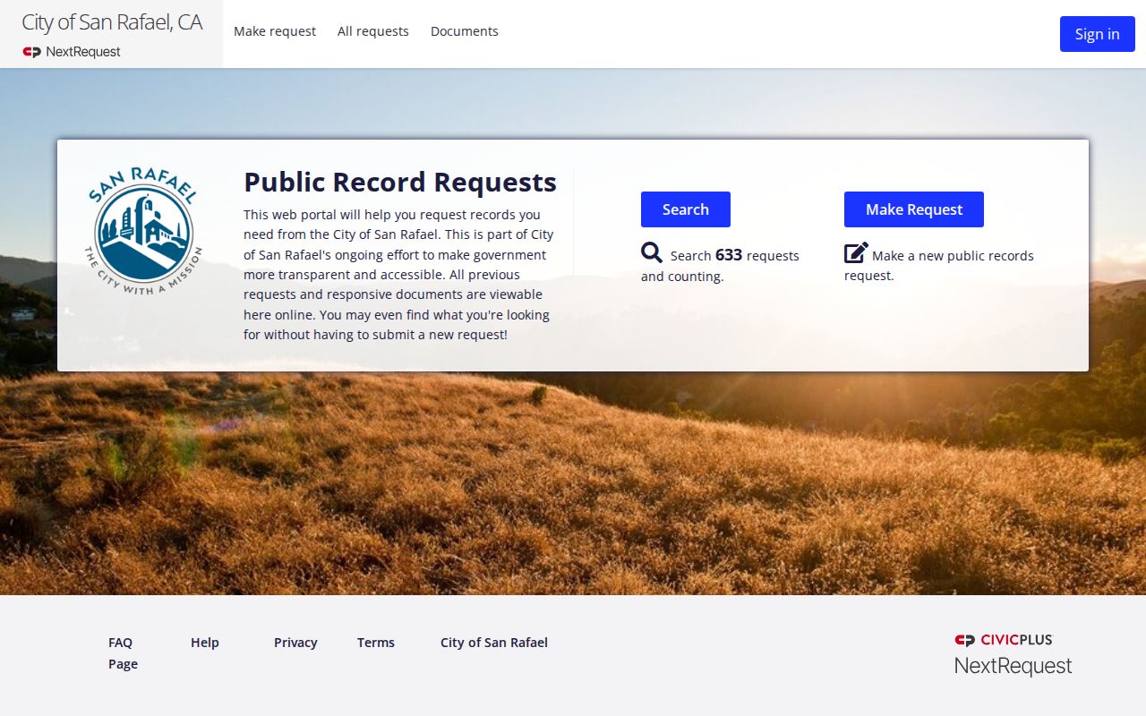 San Rafael people search using the city NextRequest records portal