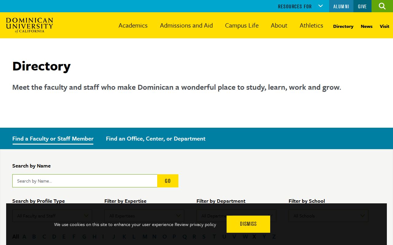 San Rafael people directories Dominican University faculty and staff filters