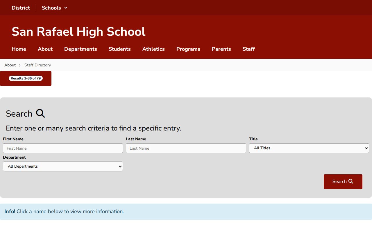 San Rafael people directories high school staff search